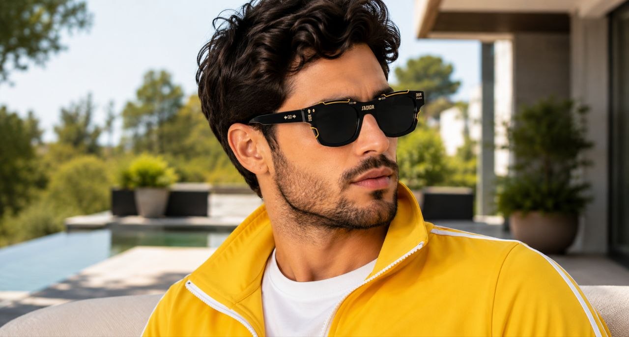 عینک آفتابی اسپرت الهام‌گرفته از Dior J'Adior با فریم مشکی و عدسی خاکستری | کد 8692