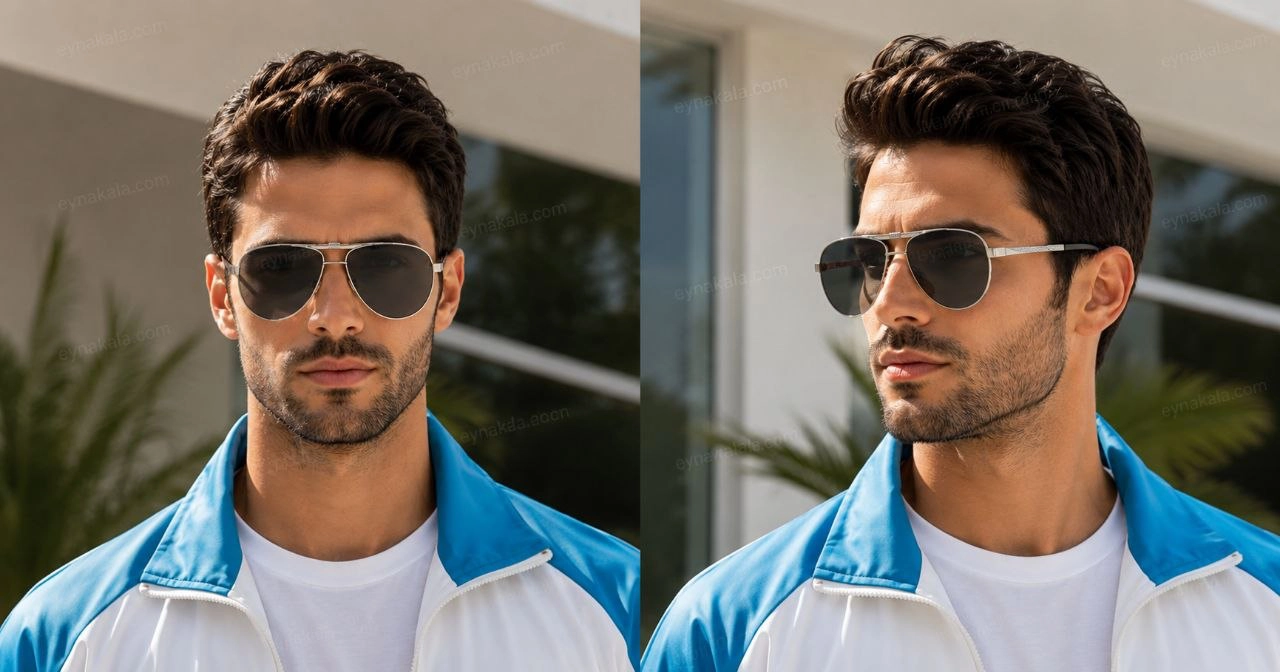 عینک آفتابی خلبانی مردانه سیتی ویژن CITYVISION پلاریزه UV400 فریم سیلور دورنگ | مدل 208042_C2
