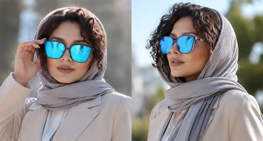 عینک آفتابی مربعی پلاریزه کارازا CARAZA با فریم مشکی عدسی پلاریزه آینه‌ای آبی| کد 2099 C6