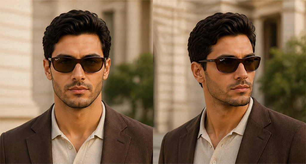 عینک آفتابی مسترکوالیتی یونیسکس ری‌بن RayBan فریم قهوه‌ای با عدسی قهوه‌ای پلاریزه | کد RB4188 701/13