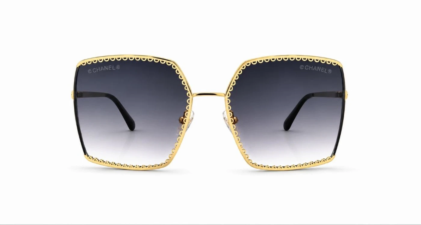 عینک آفتابی مربعی زنانه برند شنل (CHANEL) با عدسی هایلایت بنفش | کد 8113