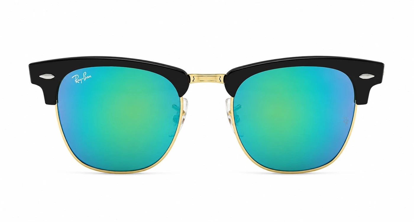 عینک آفتابی کلابمستر مسترکوالیتی ری‌بن RayBan فریم مشکی ، عدسی سبز آینه‌ای | کد RB3016
