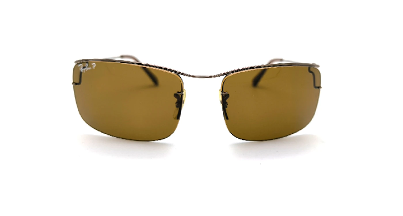 عینک آفتابی نیم فریم مسترکوالیتی ری‌بن RayBan با عدسی قهوه ای پلاریزه | کد RB3499 014/73