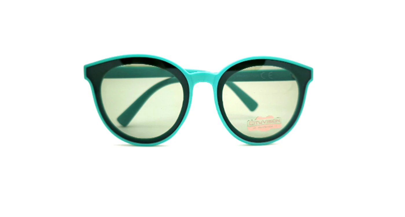 عینک آفتابی بچه‌گانه گرد کائوچویی سبزآبی سیتی ویژن (CITYVISION) عدسی تخت | کد 072248