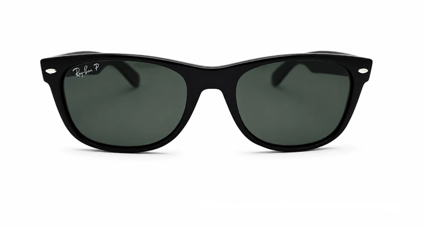 عینک آفتابی یونیسکس نیو ویفرر مسترکوالیتی ریبن Ray-Ban فریم مشکی براق عدسی سبزکلاسیک پلاریزه |  RB2132 622A